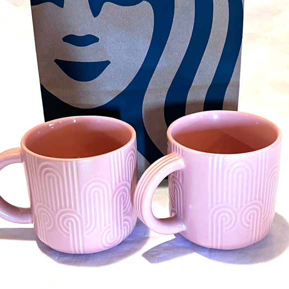 Starbucks Pastel Pink Ceramic Curved Mug Set 14oz - Picture 6 of 10